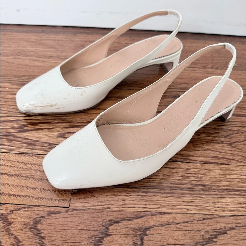 J. Crew Layla White Slingback Heels